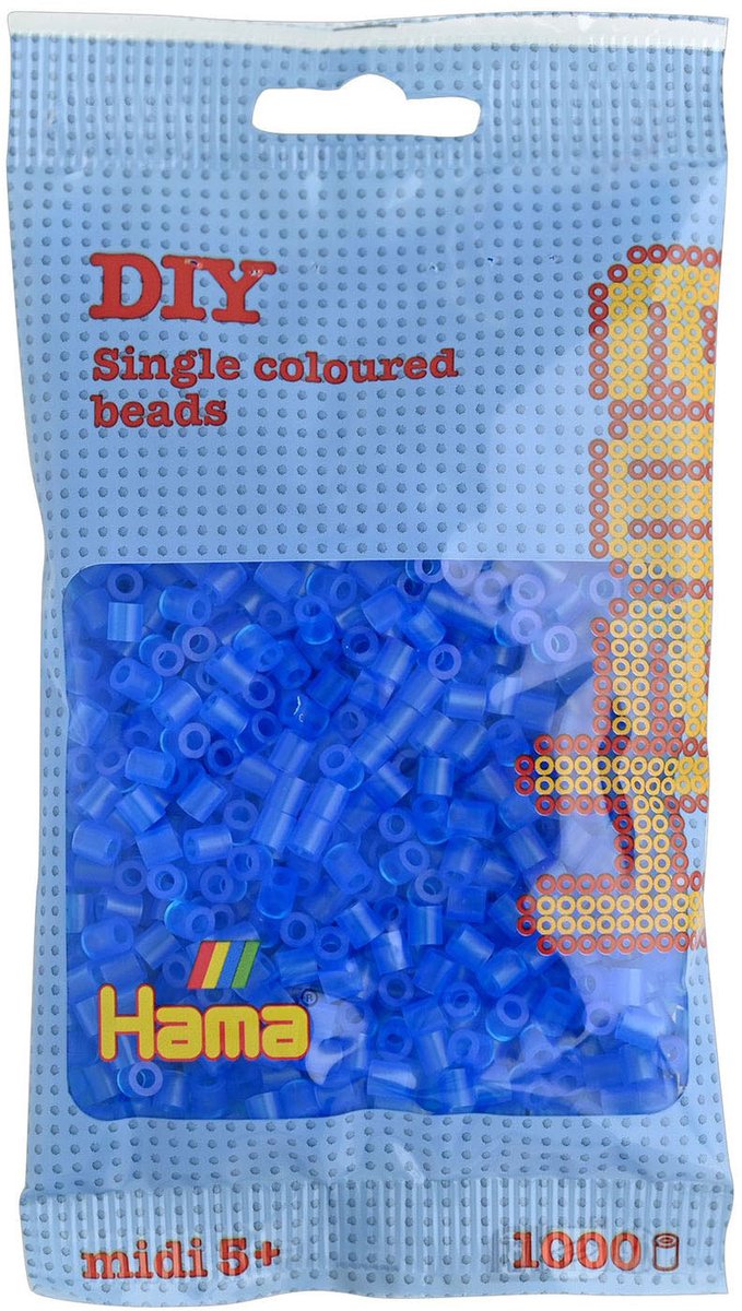 Perles thermocollantes Hama midi - bleu transparent (015), 1000 pcs.