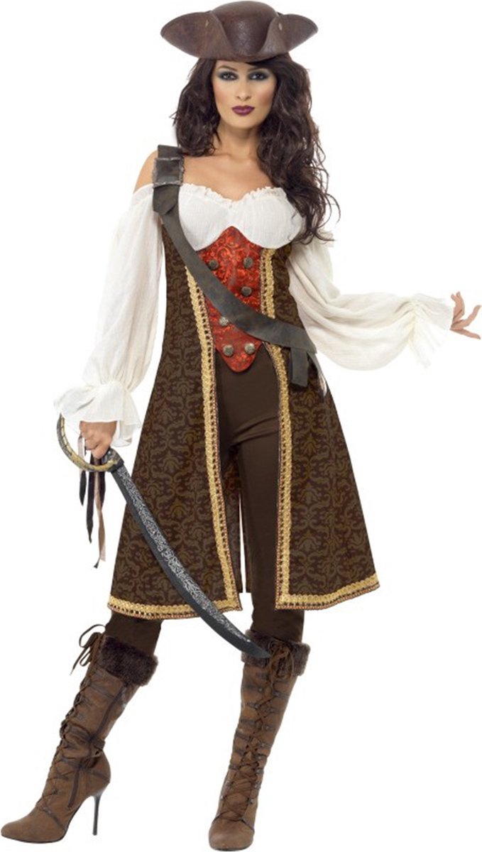 Vegaoo Costume pirate marron pour femme - Déguisement - petit