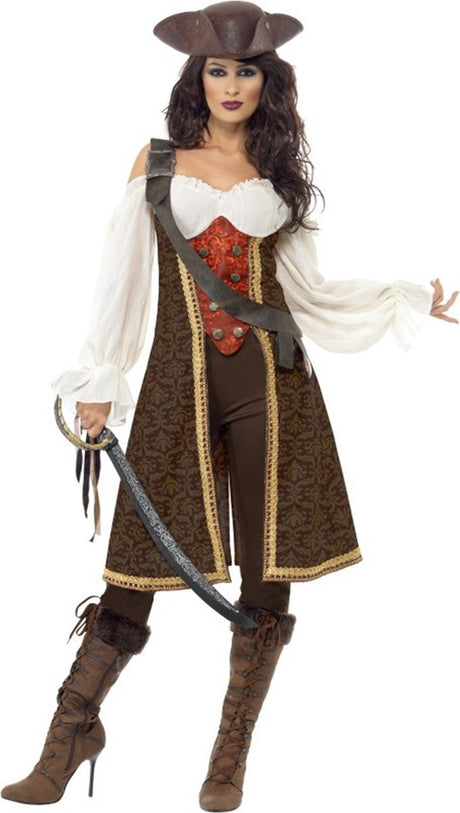 Vegaoo Costume pirate marron pour femme - Déguisement - petit