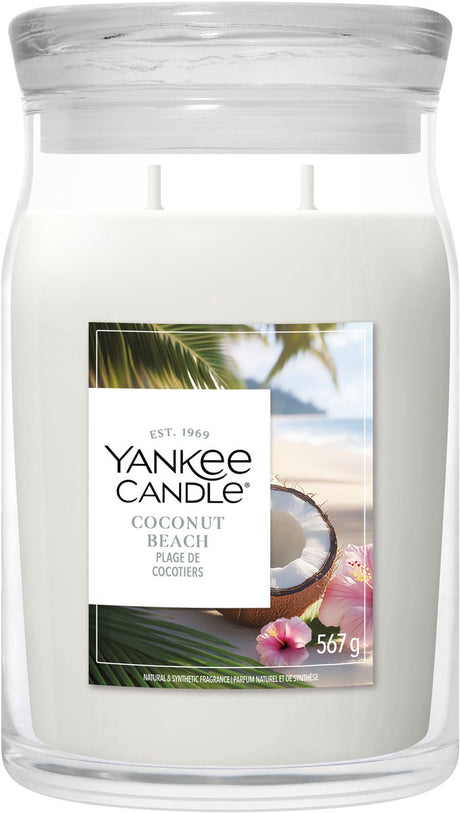 Bougie Yankee - bougie parfumée en grand pot Coconut Beach - 90 heures de combustion - deux mèches