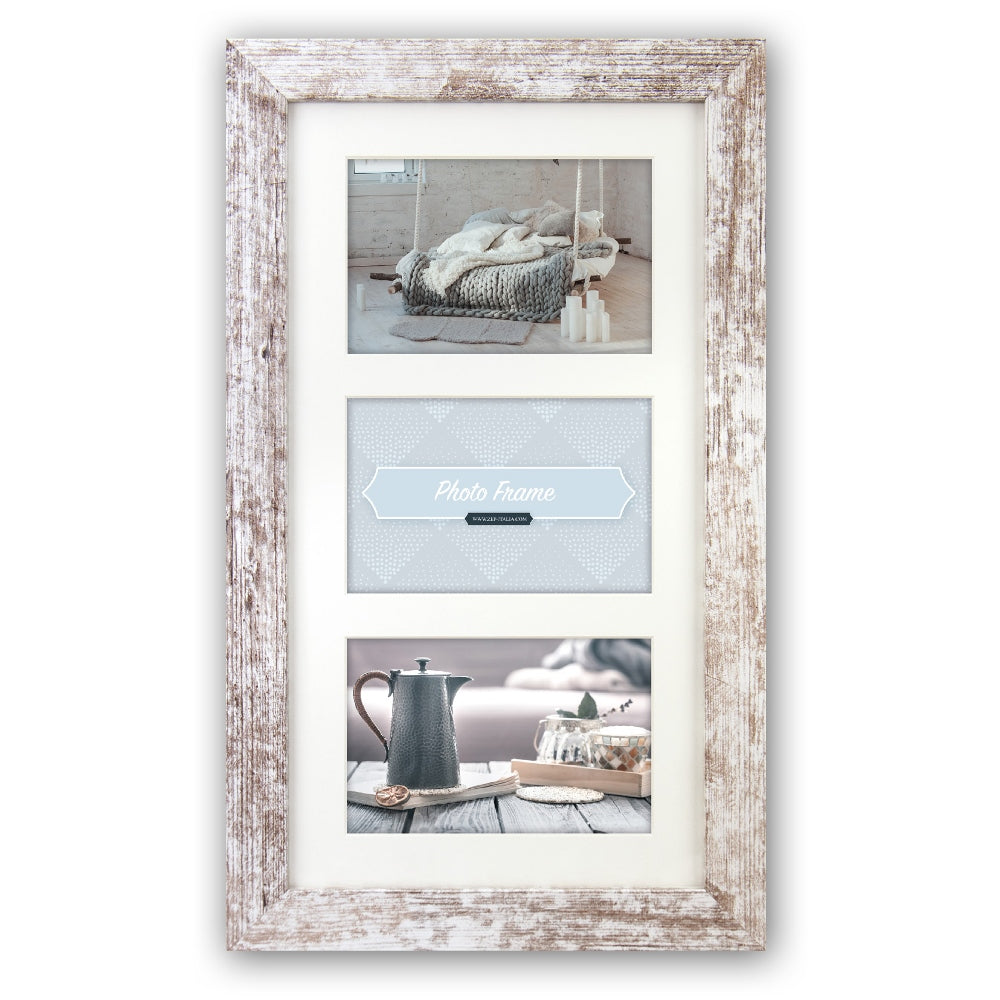Frame photo Zep V23106 Nelson 6 3Q White Wash pour 3 photos