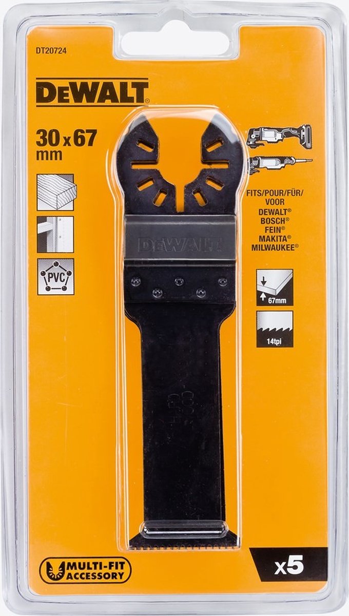 Dewalt dt20724 lame de scie multi-outils hcs pour bois dur 31x67mm ve=5