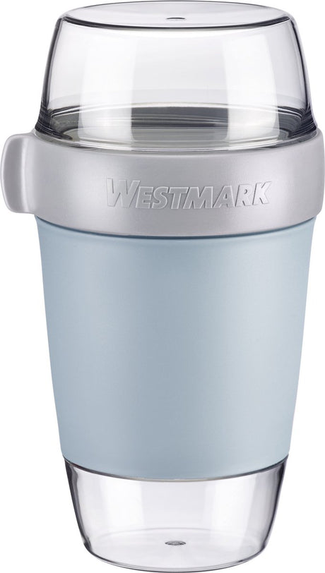 Pot à lunch Westmark, grand, avec 3 compartiments étanches : 350 ml + 600 ml + 200 ml, plastique, naturel sans BPA, bleu gris clair, 5287226b