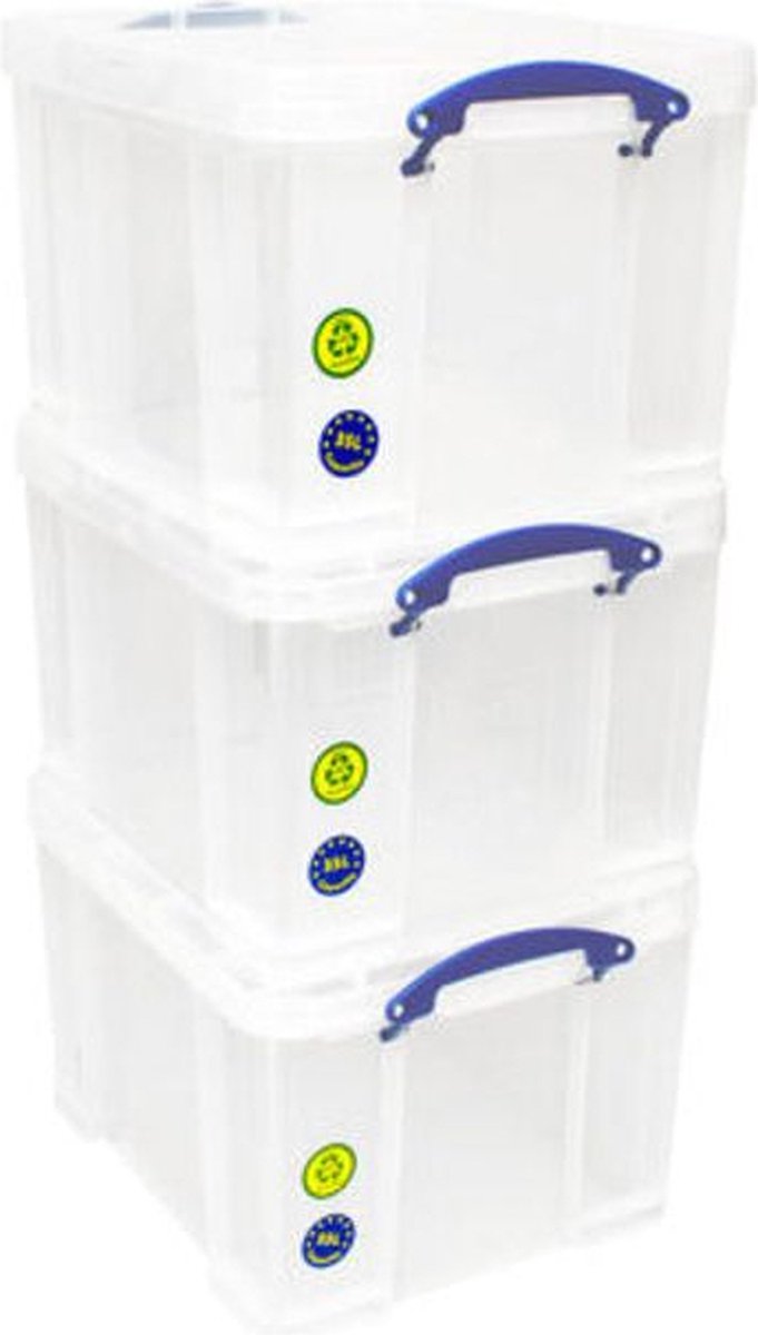 Boîte de rangement vraiment utile 35 litres pack de 3 boîtes 480x390x310mm transparentes..