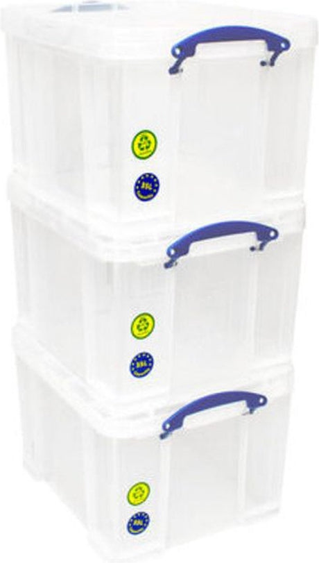 Boîte de rangement vraiment utile 35 litres pack de 3 boîtes 480x390x310mm transparentes..