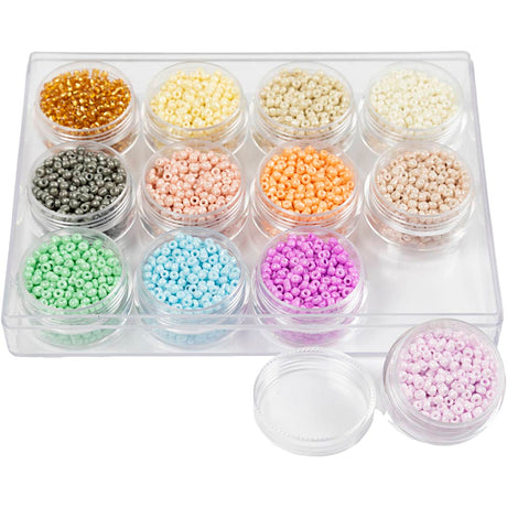 Creativ Company rocailles perles de verre rondes 3 mm couleurs pastel, 12x17 grammes