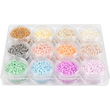 Creativ Company rocailles perles de verre rondes 3 mm couleurs pastel, 12x17 grammes