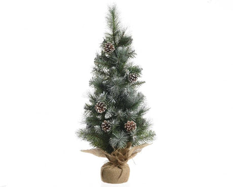 Sapin de Noël Everlands givré 60cm avec déco