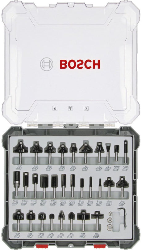 Accessoires Bosch jeu de fraises mixtes 30 pièces - diamètre de tige 6 mm - 2607017474
