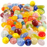 Perles en verre Creativ company, rondes, ovales, cercles, d 6-13 mm, diamètre du trou 0,5-1,5 mm, différentes couleurs, 350 gr 1 boîte