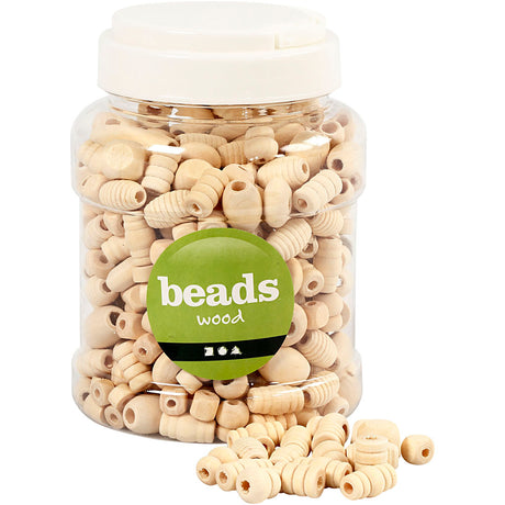 Perles en bois Creativ company, taille 5-28 mm, taille du trou 2,5-3 mm, 175 gr, 400 ml 1 seau