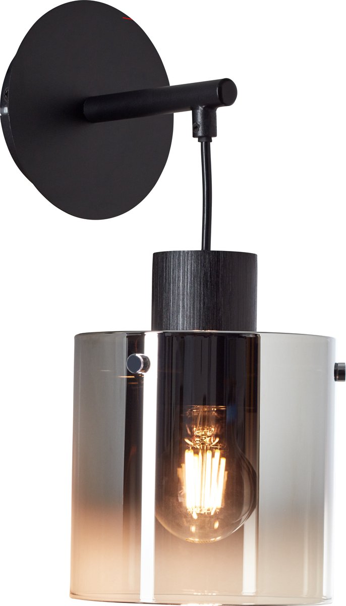 Brilliant simonis - applique - e27 max 1x52w - verre fumé noir