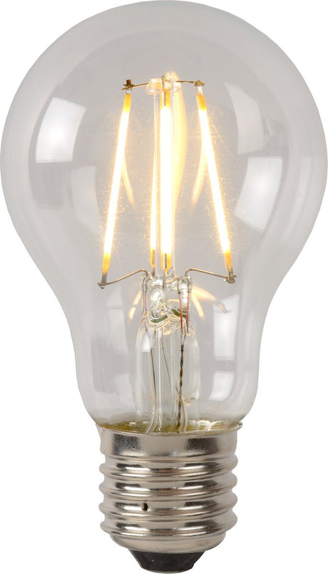 Lucide a60 classe a - lampe à filament - ø 6 cm - led - e27 - 1x7w 2700k - transparent