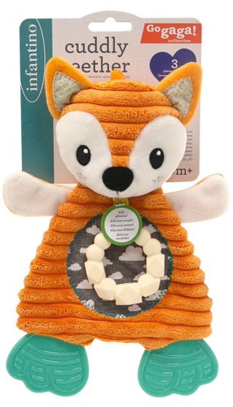 Infantino jouet de dentition peluche renard - jouets sensoriels pour bébé orange blanc.