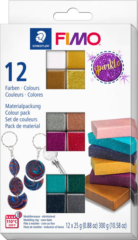Effet Fimo - pâte à modeler durcissant au four - pack de couleurs 12 couleurs couleurs scintillantes