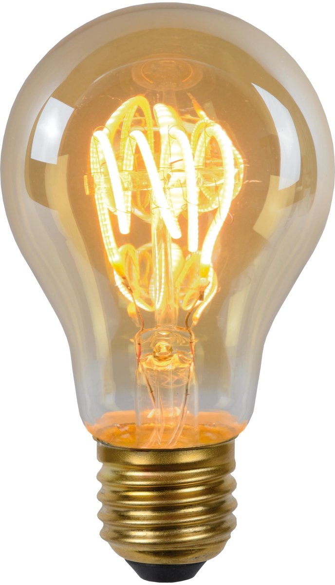 Lucide a60 - lampe à filament - ø 6 cm - led 3 stepdim (mémoire) - e27 - 1x4,9w 2200k - ambre