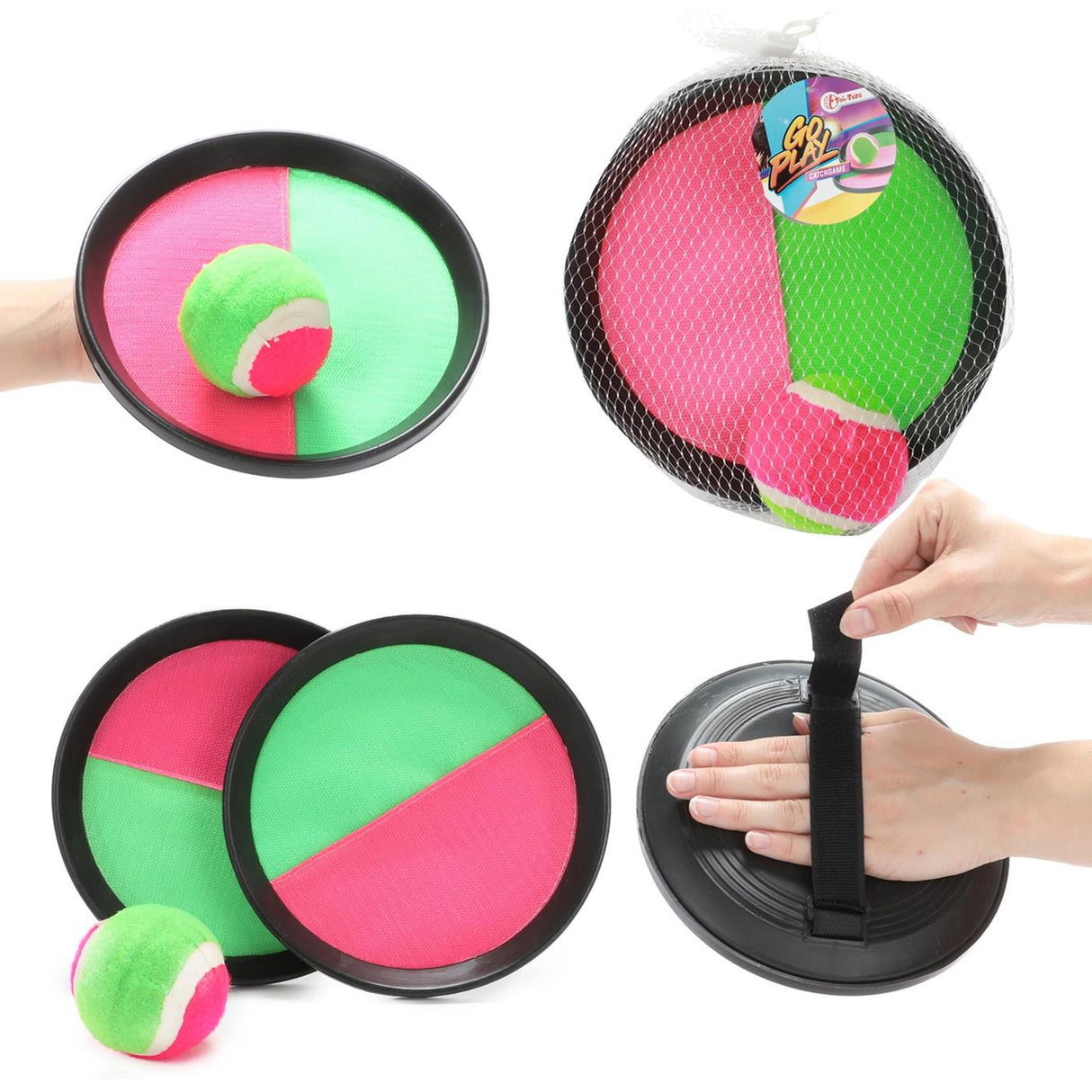 Toi-toys jeu d'attrape-balle avec Velcro, 3 pièces.