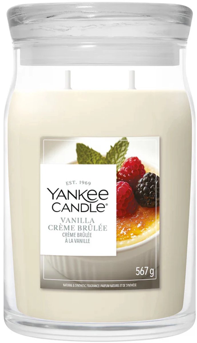 Bougie Yankee - bougie parfumée crème brûlée vanille grand pot - 90 heures de combustion - deux mèches