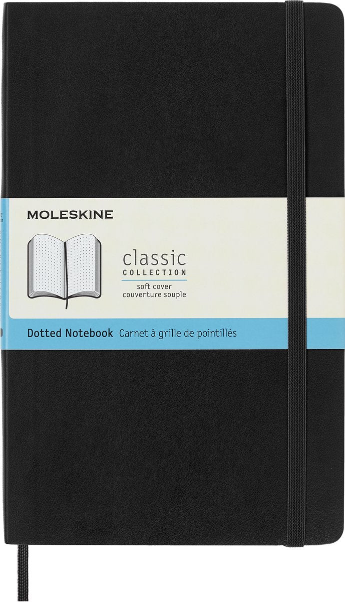 Carnet classique Moleskine - grand - couverture souple - à pois - noir