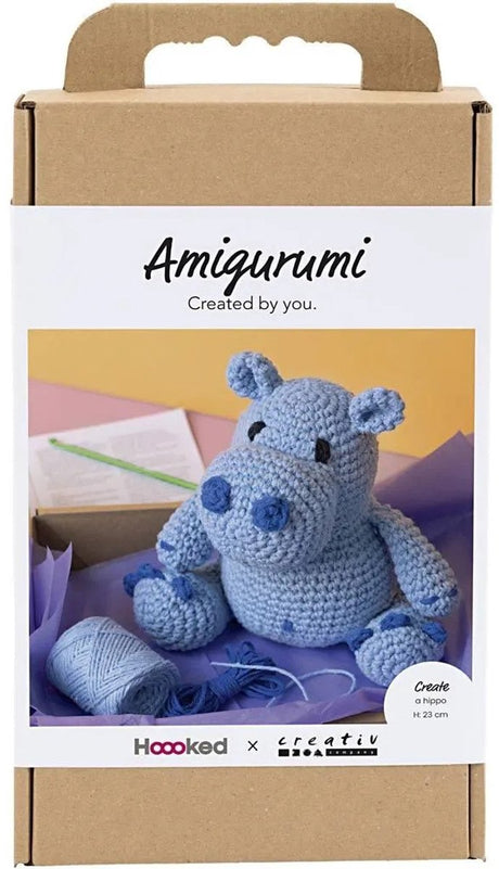 Société créative https : www.ccobby.nl hobbyset-amigurumi-hippopotamus-blue-lightblue-1-box