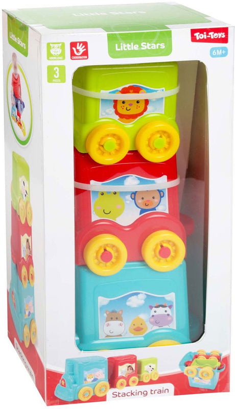 Toi-toys train à tour empilable pour bébé petites étoiles, 3 pièces.