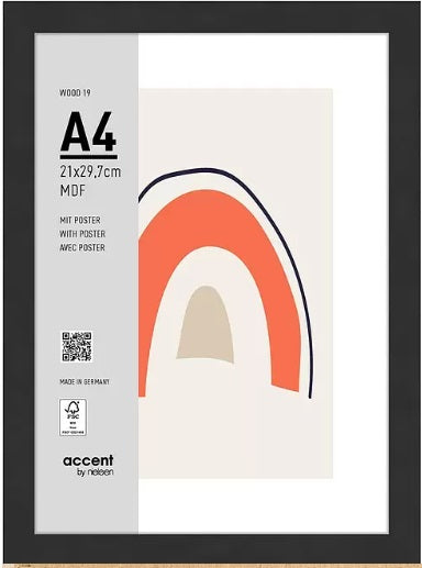 Nielsen design nielsen fotolijst 3221201 wood 19 zwart 21x29,7 cm