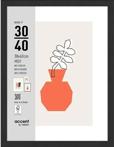 Nielsen design cadre photo nielsen 3230201 bois 19 noir 30x40 cm