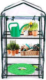 Kinzo kweekkas - broeikas tuinkas 69x49x125 cm - kweekbak met 3 verdiepingen - transparant broeikast design met ritssluiting - broeikas kweekkas voor groenten kweken - groen