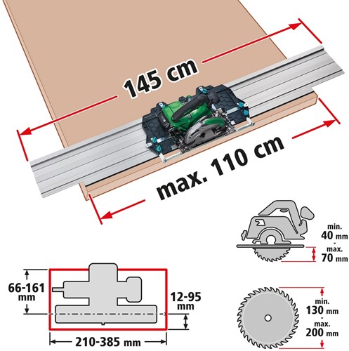 Wolfcraft Guide Rail pour Saw FKS 145 du cercle à main