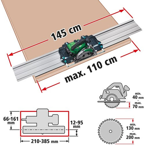 Wolfcraft Guide Rail pour Saw FKS 145 du cercle à main