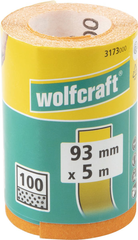 Wolfcraft - papier de verre grain 100 - en rouleau - 5 m x 93 mm - 3173000