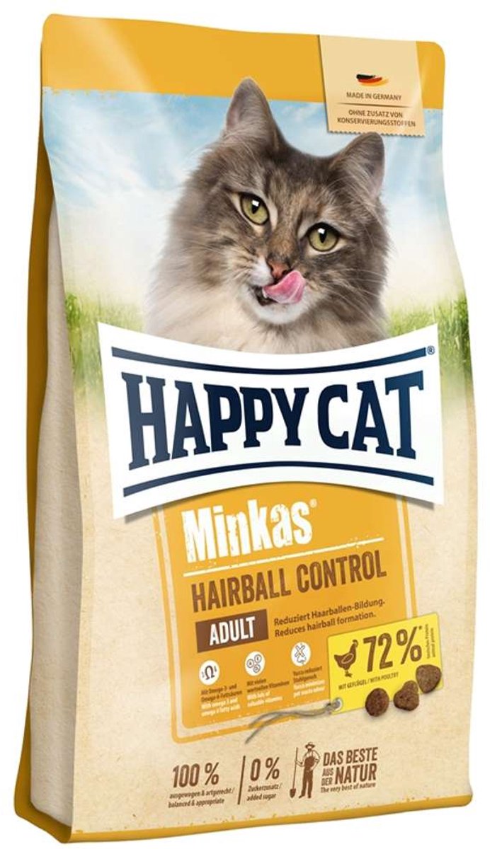 Happy cat minkas adulte contrôle boules de poils volaille - 10 kg