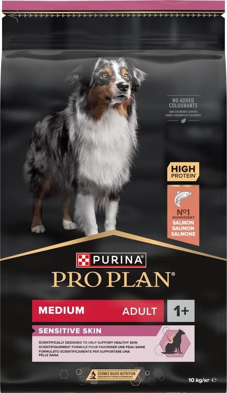 Pro plan purina® ® peau sensible moyen adulte - nourriture sèche pour chien - saumon - 10 kg