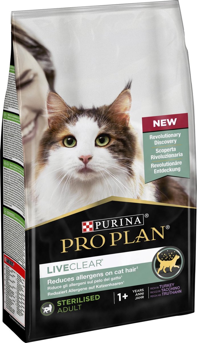 Pro plan adulte liveclear nourriture sèche pour chat - dinde - 1,4 kg