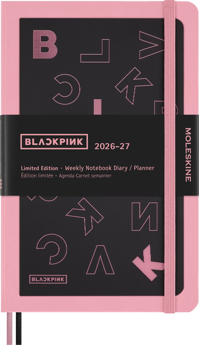 Agenda Moleskine 18 mois - 2026 27 - rose noir - hebdomadaire - grand