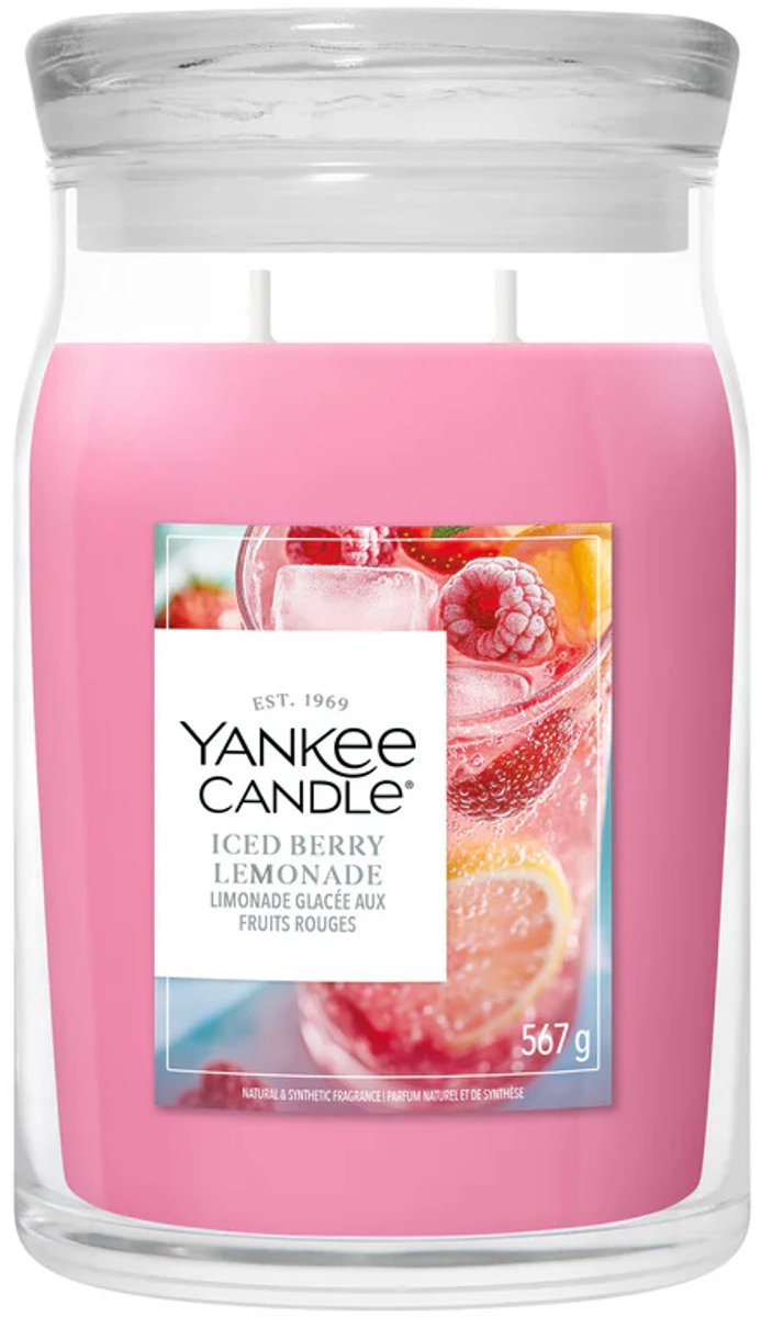 Bougie Yankee - bougie parfumée en grand pot de limonade aux baies glacées - 90 heures de combustion - deux mèches