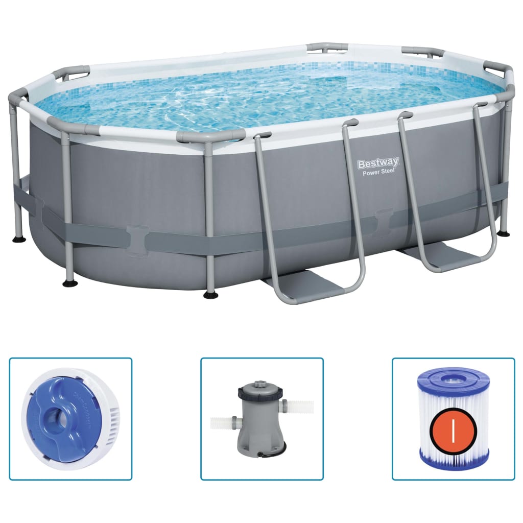 Bestway swimming pool above ground oval steel 305x200x84 cm