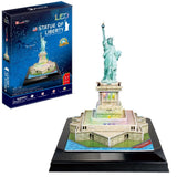 Puzzle 3D cubique amusant statue de la liberté + éclairage LED 37 pièces