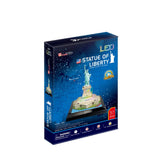 Puzzle 3D cubique amusant statue de la liberté + éclairage LED 37 pièces