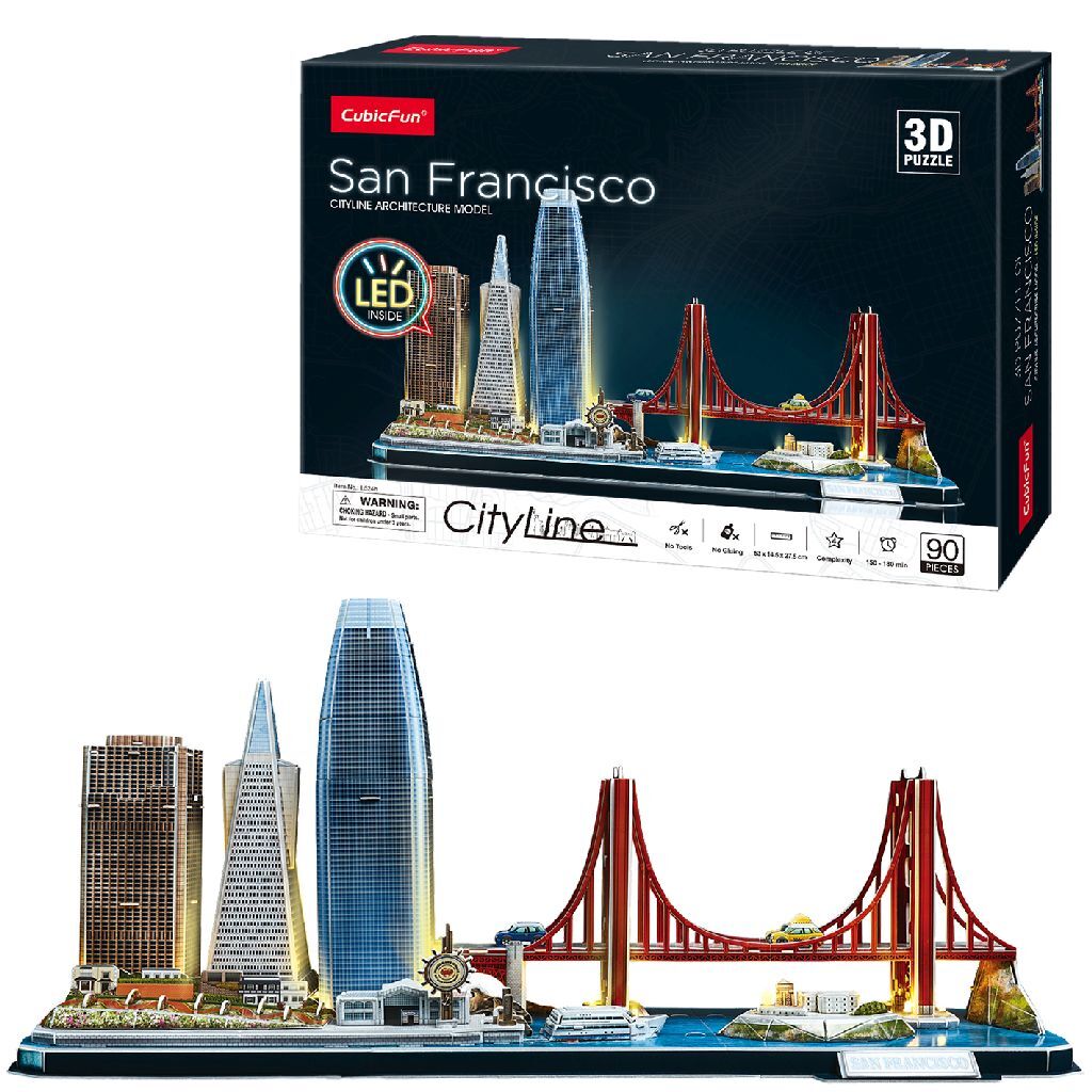 Cubic Fun 3D Puzzle City Line San Francisco + LED -belysning 90 stykker