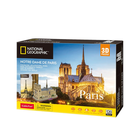 Puzzle 3d cubique amusant national Geographic notre-dame paris 128 pièces