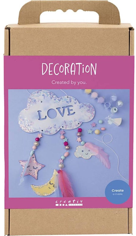 Creativ company hobby set décoration, nuage, lune, étoile, couleurs pailletées, couleurs pastel, 1 boîte