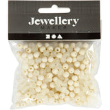 Perles en plastique Creativ Company, d 6 mm, diamètre du trou 2 mm, env. 150 pièces, crème, 40 g 1 boîte