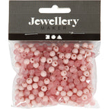 Perles en plastique Creativ Company, d 6 mm, diamètre du trou 2 mm, env. 150 pièces, rose, 40 g 1 boîte