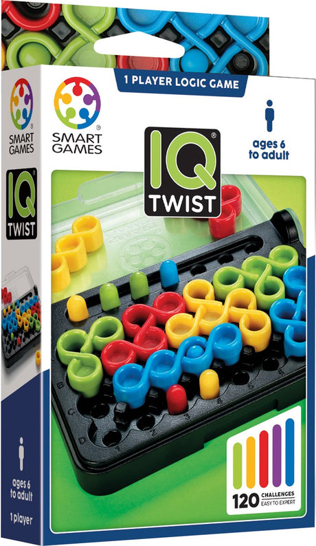 Smartgames IQ Twist - jeu de réflexion logique - puzzle de voyage - 120 devoirs avec piquets et trous - jeu éducatif solo - à partir de 6 ans