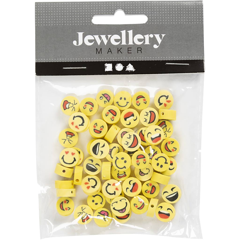 Société créative https : www.ccobby.nl figure-beads-emoji-d-10-mm-hole-size-1-5-mm-60-piece-1-box