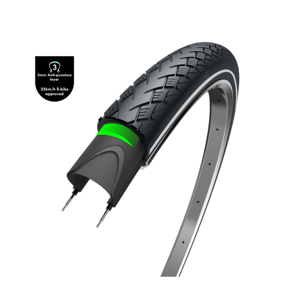 3M Wolff Metro Elite (m de couche anti-fuite), noir avec réflexion, 28x1 5 8x1 3 8, Etro 37-622