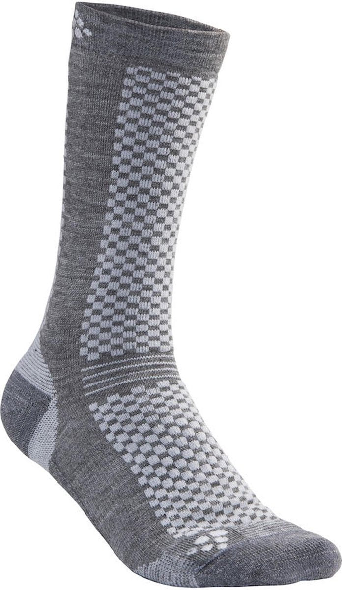 Craft Lot de 2 chaussettes chaudes mi - chaussettes thermiques en laine mérinos - gris foncé 37 39