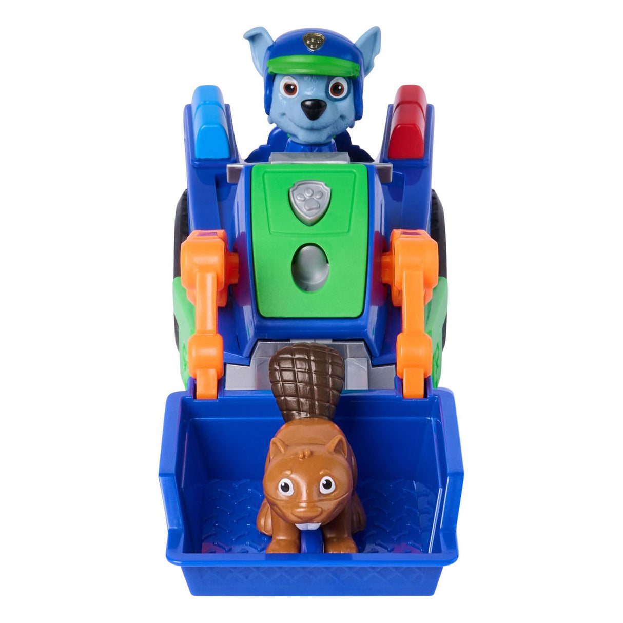 Paw Patrol - Recherche et Sauvetage - Véhicule de recyclage de Rocky avec fonction de retrait de 2 figurines - Véhicules jouets