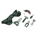 Klein Toys Bosch Mini Kit de ceinture à outils - Tournevis sans fil, marteau, pince, scie, clé, tournevis - incl. effets lumineux et sonores - vert rouge